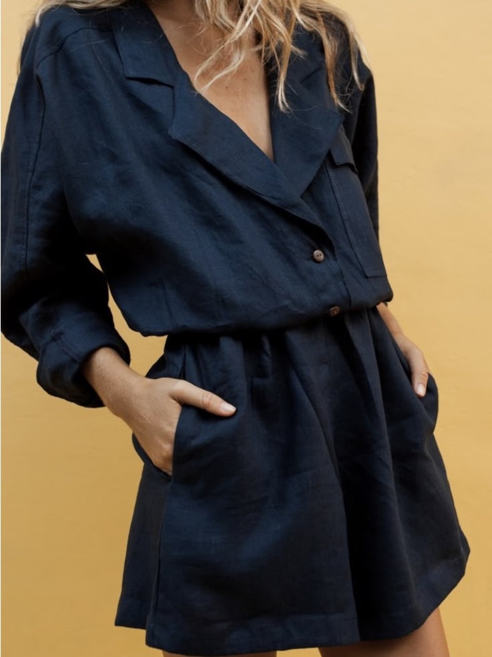 Posse Phoenix Romper Blue Linen